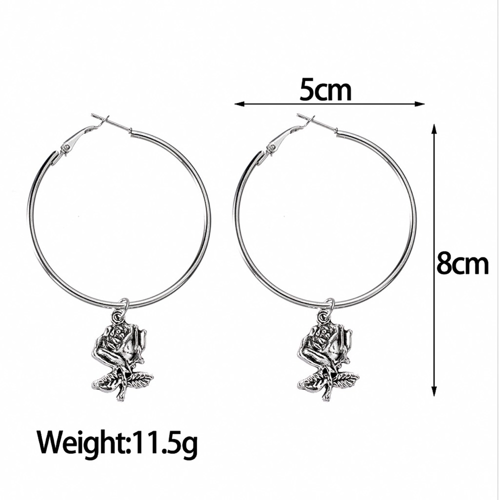 2/$20! Silver Hoops w/Antiqued Rose - Picture 8 of 10